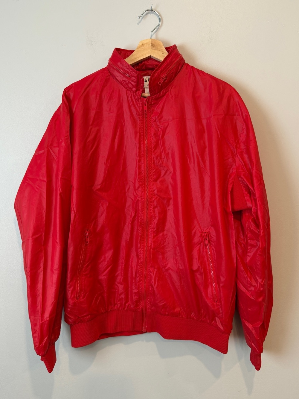 Vintage La Mode Active Sportswear Full Zip Red Windbreaker Jacket Unisex Large
